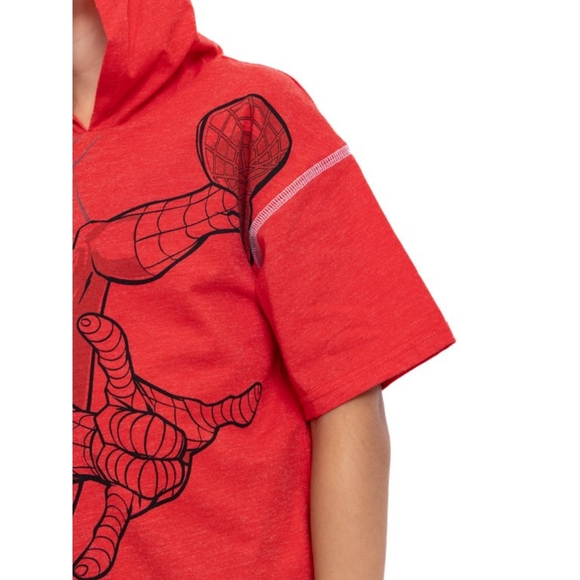 MARVEL SPIDER MAN hooded cosplay tee and shorts 2-peice set NWT - Picture 10 of 12